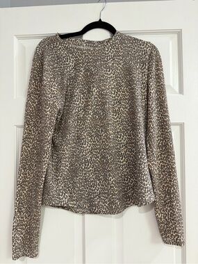 American Eagle Outfitters Leopard Print Long Sleeve Top - Beige/Brown